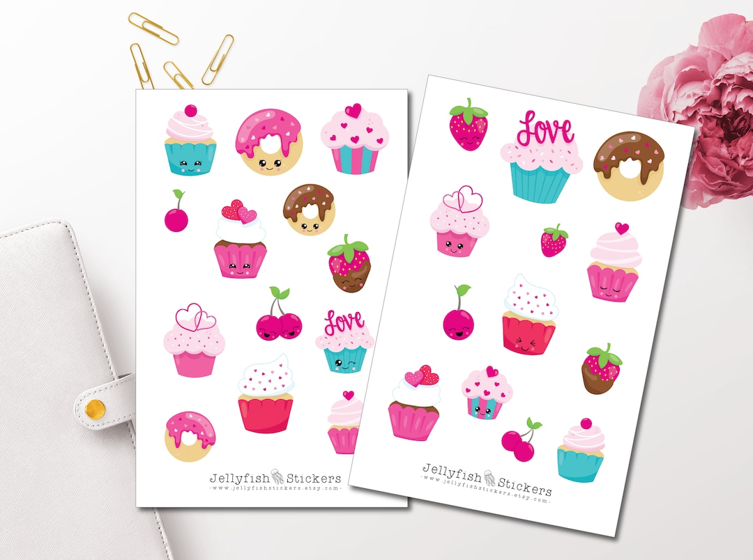 Cute Cupcakes Sticker Set Stickers Colorful Journal Stickers - Etsy