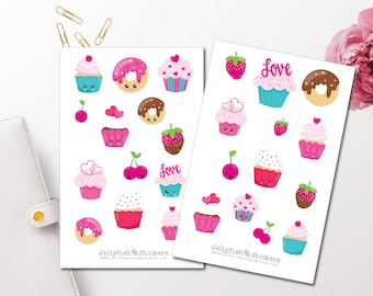 Cute Cupcakes Sticker Set - Stickers Colorful Journal Stickers Stickers Kawaii Stickers Candy Stickers Faces Sticker Sheet