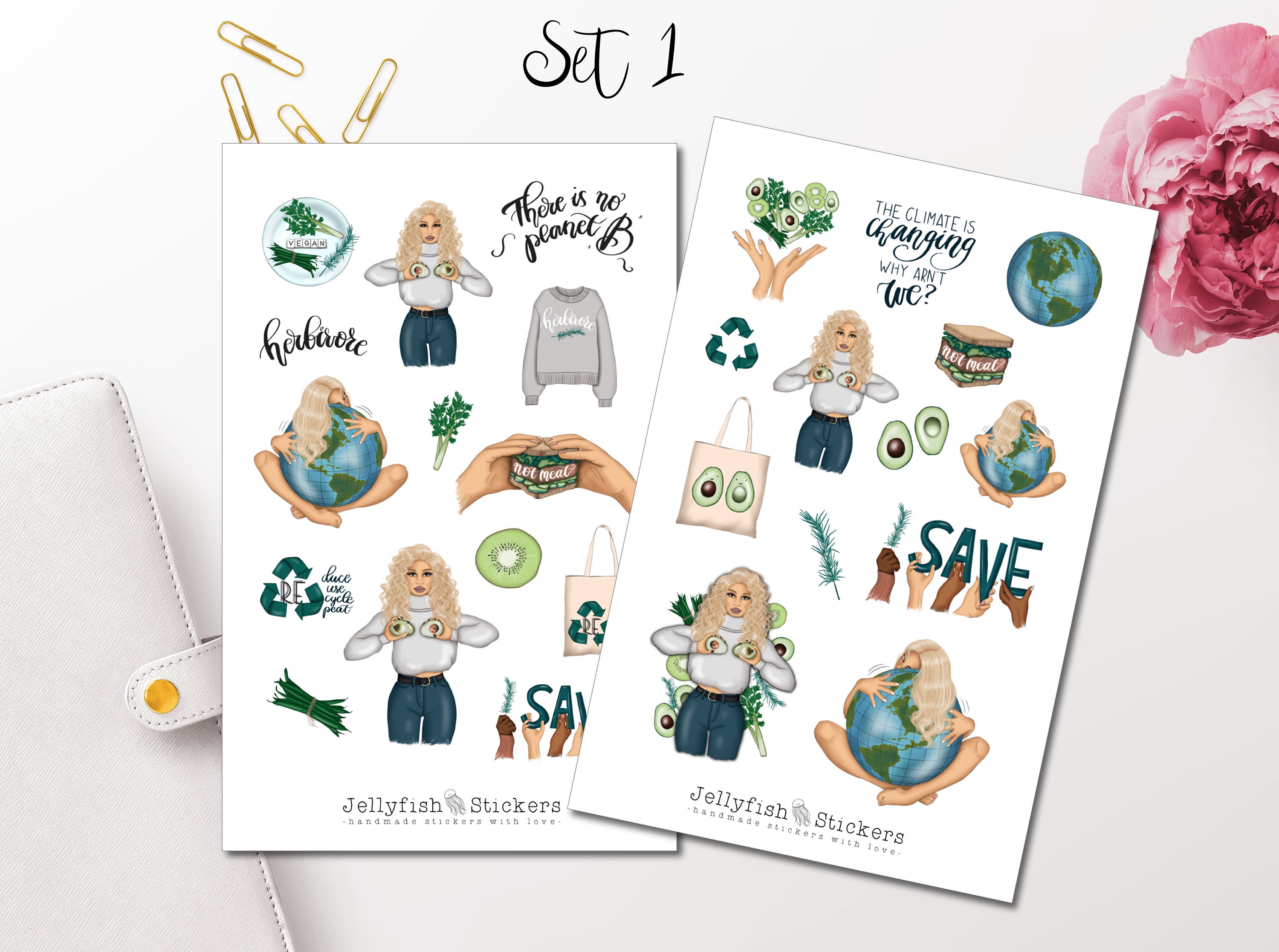 Mädchen Bücher Sticker Set – 2 Bögen Mit Niedlichen Motiven Fürs Journal, Planer & Scrapbooking