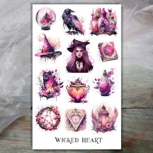 Roze Heks Sticker Vel - Stickers, Stickers, Magie, Spreuken, Heksenboek, Tarotkaarten, Meisjes, Spell Book, Magisch
