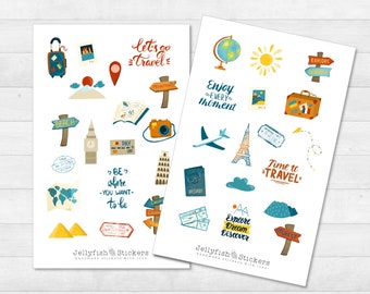 Travel Sticker Set - Stickers, Journal Stickers, Stickers Holiday, Summer, Travel Diary, Stamp, Trip, Weekend, Sights