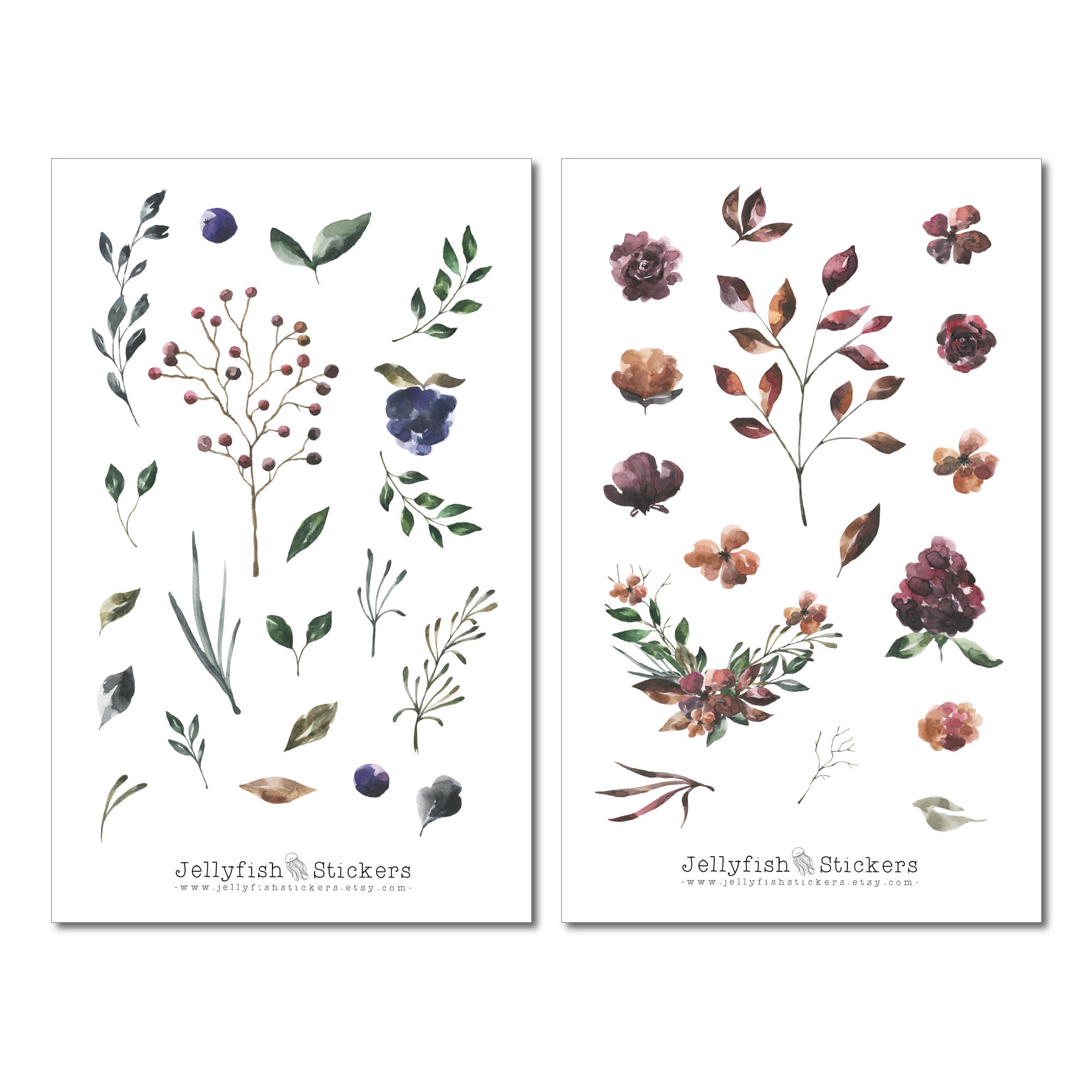 Watercolor Flowers Sticker Set - Flower Stickers Journal Sticker ...