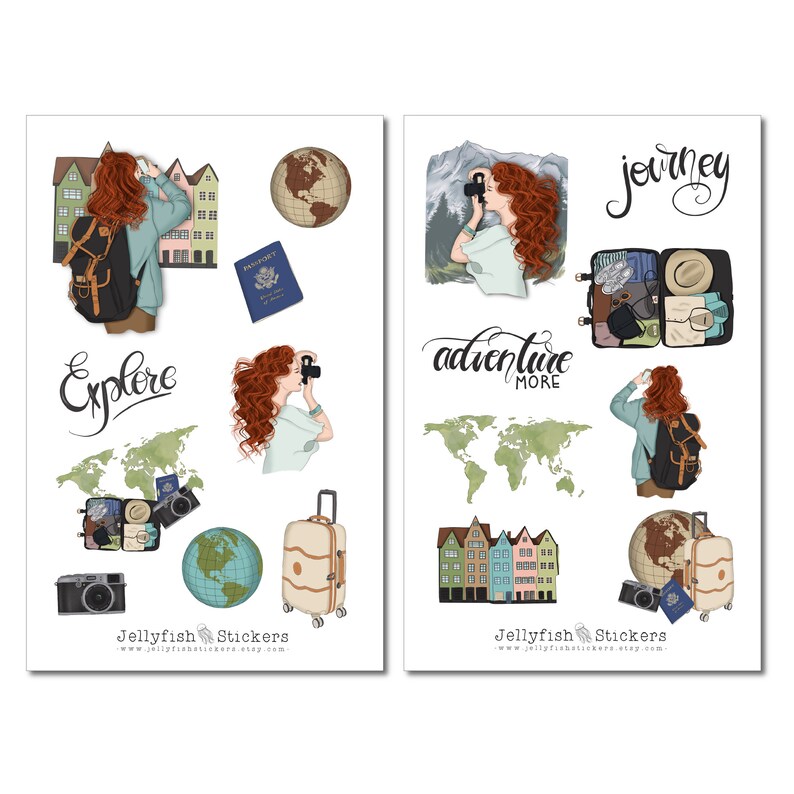 Travel Girl Sticker Set Journal Sticker Planner Sticker Etsy