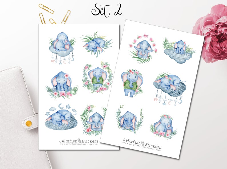 Cute Elephant Sticker Set Journal Sticker Planner Sticker Etsy