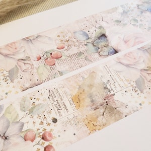 Design Washi Tape Vintage-kwiatowy, kwiaty, motyl, pisanie, tekst, scrapbooking, rękodzieło, taśma klejąca, materiał
