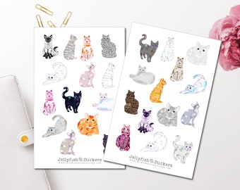 Colorful Cat Sticker Set - Cute Stickers Journal Stickers Pets Stickers Planner Stickers Sticker Sheet