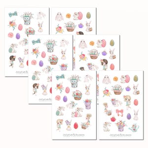 Hasen Ostern Sticker Set - Journal Sticker, Planer Sticker, Mädchen Sticker, Sticker Frühling, Sommer, Kleid, Mode, Fashion, Hase, Eier