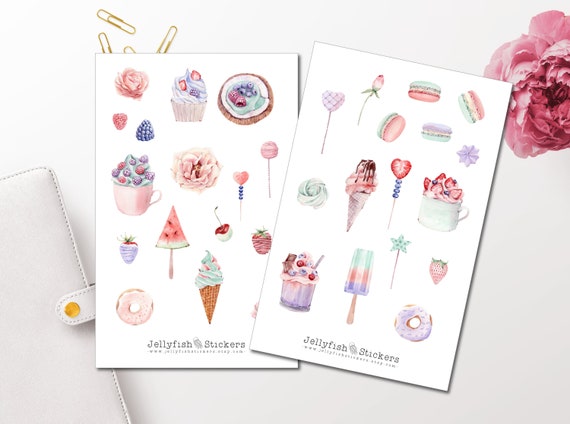 Süßigkeiten Pastell Sticker Set - Aufkleber Journal Sticker Planer Sticker Sticker Essen Sticker Kuchen | Eis Sticker Sticker Sheet
