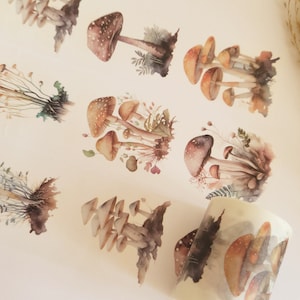 Zaprojektuj grzyby z taśmy Washi - natura, las, jesień, scrapbooking, rękodzieło, taśma klejąca, materiał