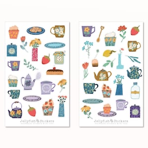 Juego de pegatinas coloridas para cocina: pegatinas para libros de cocina, diarios, recetas de cocina, café, té, pasteles, repostería, hogar, fresas, muffins, cafeterías.