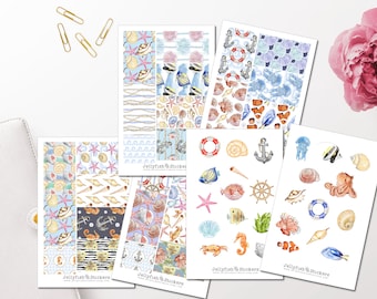 Maritime Sticker Set - Stickers Sea Journal Stickers Stickers Maritime Stickers Sea Creatures Stickers Holidays, Beach, Fish, Animals