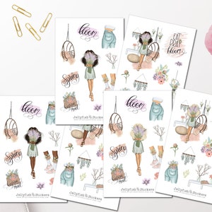 Set di adesivi primaverili per ragazze - Adesivi per diario per ragazze Adesivi floreali Adesivi per planner per ragazze Foglio di adesivi floreali