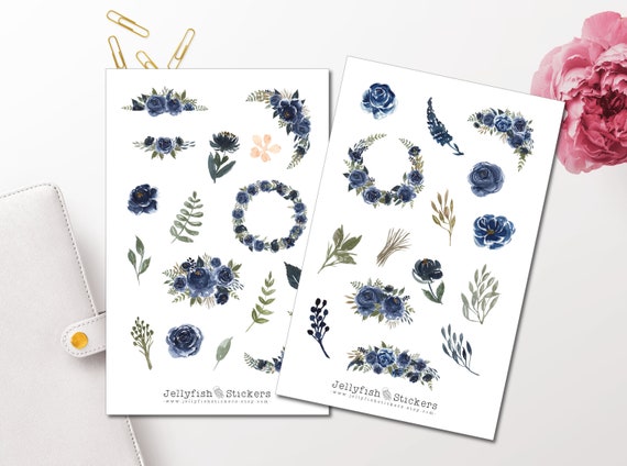 Florale Pflanzen-Sticker – 2 Bögen Für Journal, Planer & Deko – Handgefertigt, Matt