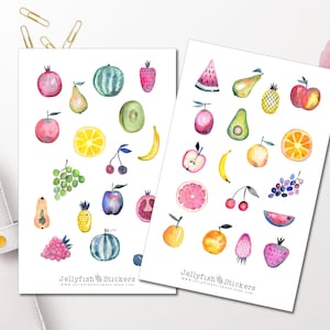 Conjunto de pegatinas de frutas - Pegatinas coloridas Pegatinas de diario Pegatinas de alimentos Pegatinas del planificador Cocina, Cocina, Fruta, Verano, Fruta, Baya