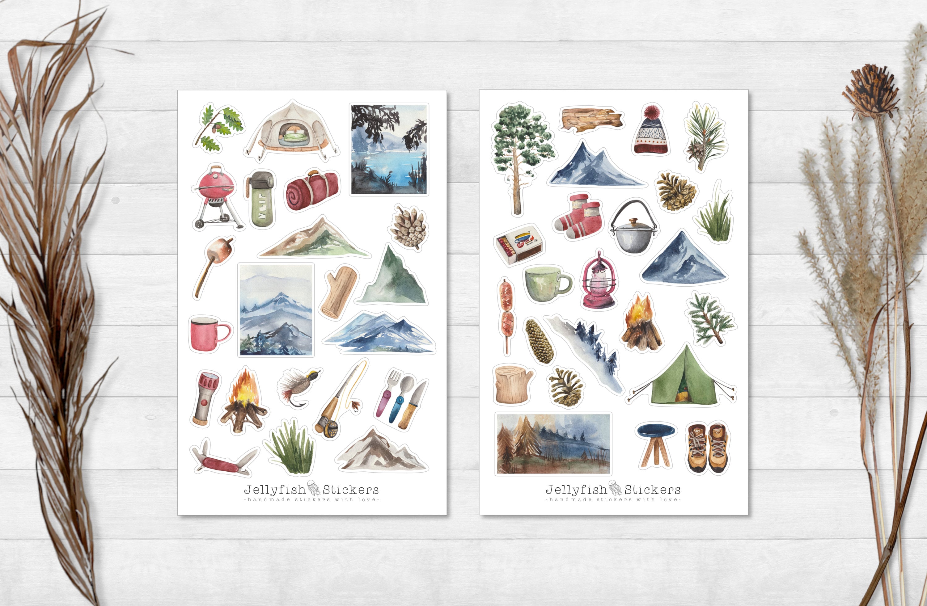 Camping Sticker Set - Journal Stickers, Planner Stickers, Stickers for ...