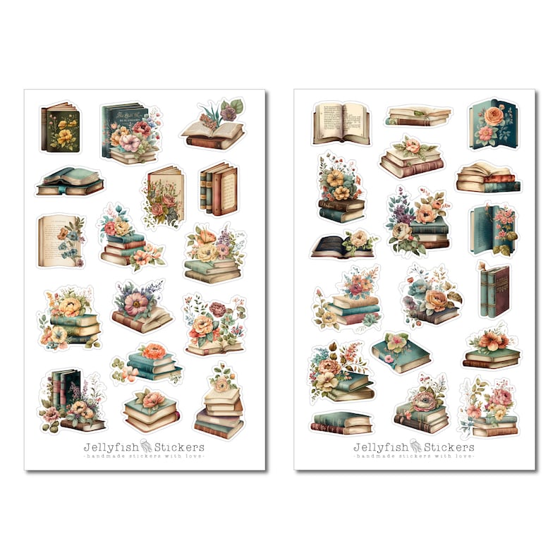 Books Sticker Set Book Sticker Set - Stickers, Journal Stickers, Planner Stickers ...