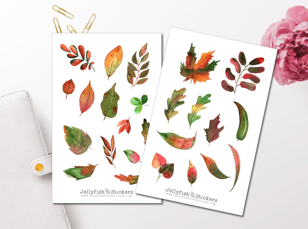 Autumn Leaves Sticker Set - Floral Stickers Journal Stickers Flower ...