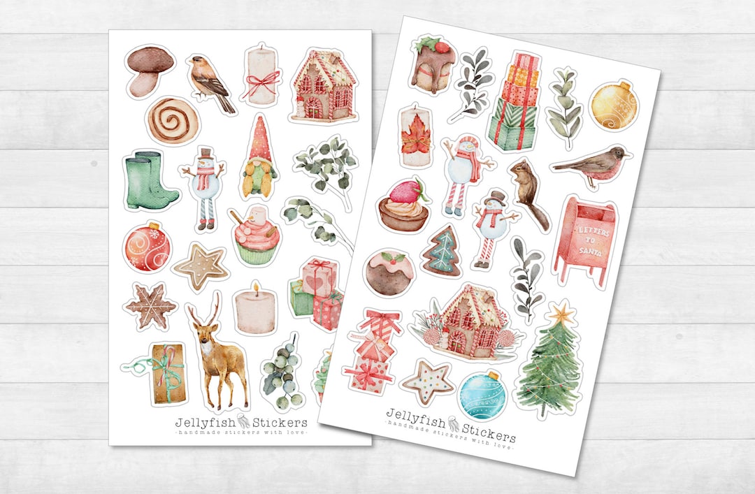 Christmas Sticker Set - Journal Stickers, Planner Stickers, Holiday ...