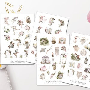 Hochzeit Sticker Set - Aufkleber Blumen, Journal Sticker, Florale Sticker, Sticker, Braut, Feier, Party, Brautjungfer, Ringe