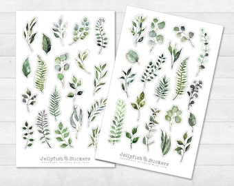 Plant Sticker Set - Floral Stickers, Journal Stickers, Flower Stickers, Planner Stickers, Nature Stickers, Greenery, Leaves, Home, Garden