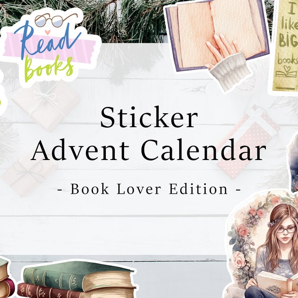 Sticker Advent calendar BOOK LOVER - sticker sheet, surprise, Christmas, crafts, journal, planner, girls, books, reading