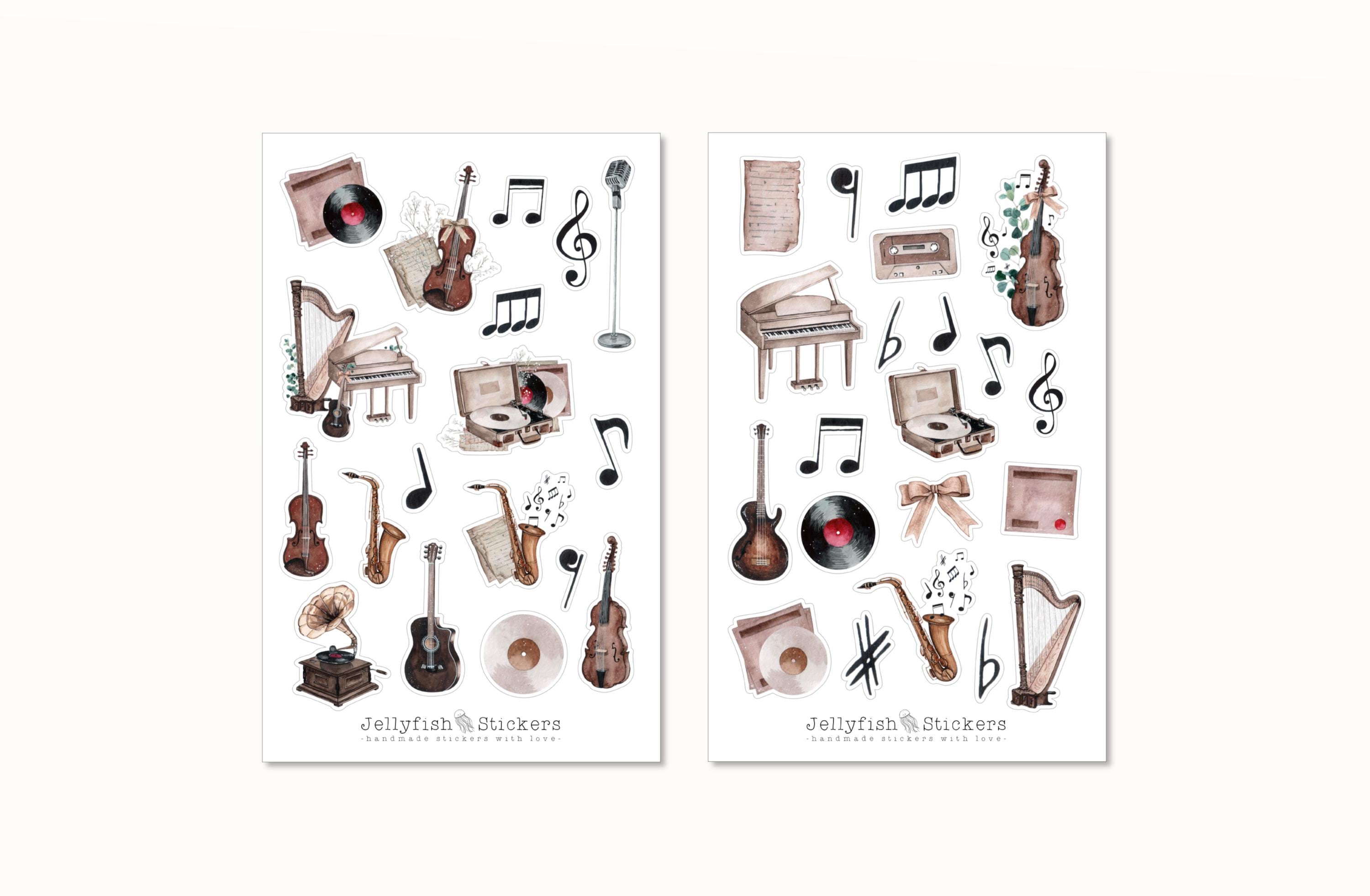 Stickers Intsrument Music Sticker Set - Stickers, Journal Stickers, Planner Stickers ...