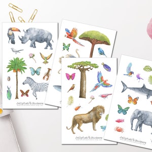Set adesivi Africa - Adesivi Animali Adesivi Fiori Adesivi per diario Adesivi floreali Foglio adesivi