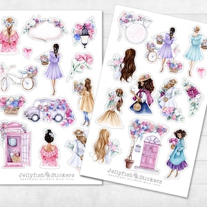 Set adesivi floreali per ragazze - Adesivi, adesivi agenda, adesivi Natura, Giardino, Fiori, Tulipani, Rose, Moda, Floreale, Primavera