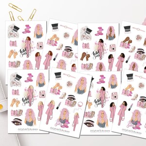 Ensemble d’autocollants roses pour filles - Autocollants journal Autocollants planificateur Autocollants filles Mode, Shopping, Vêtements, Feuille d’autocollants shopping