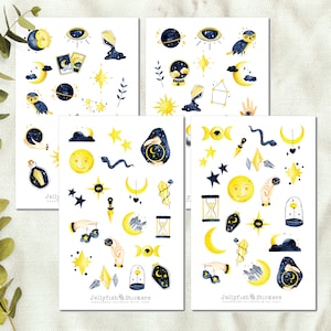 Astronomiestickerset - maanstickers, dagboekstickers, stickers, maan, sterren, astrologie stickervel