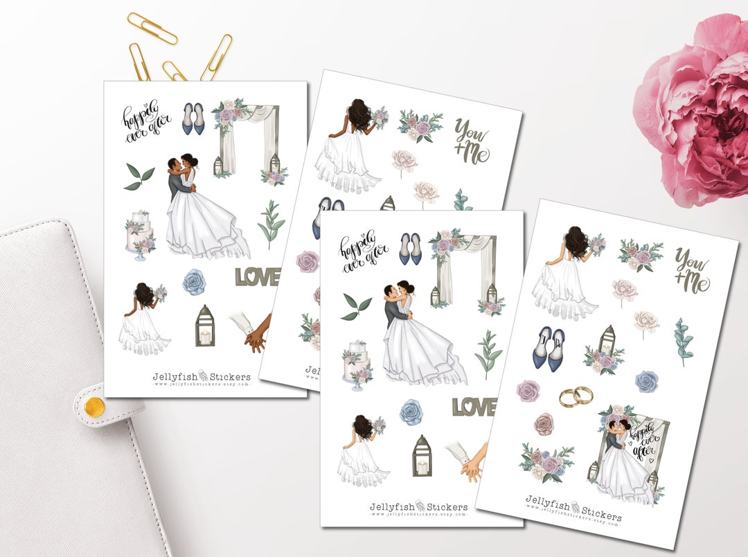 Girl Bride Sticker Set - Journal Sticker Flower Sticker Planner Sticker ...