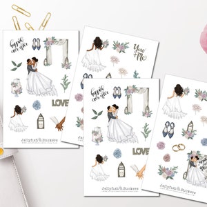 Mädchen Braut Sticker Set - Journal Sticker Blumen Sticker Planer Sticker Mädchen Sticker Sticker Hochzeit, heiraten, Frühling