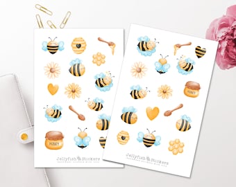 Bee Sticker Set - Stickers, Journal Stickers, Insect Stickers, Bee Stickers, Paper, Decoration, Spring, Summer, Meadow, Honey