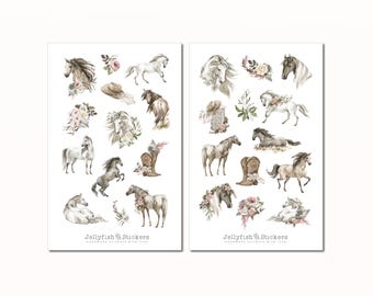 Set di adesivi a tema cavallo - Adesivi per diario, adesivi per planner, adesivi, adesivi con animali, equitazione, hobby, tempo libero, fattoria, cavallo, cavallerizza, torneo