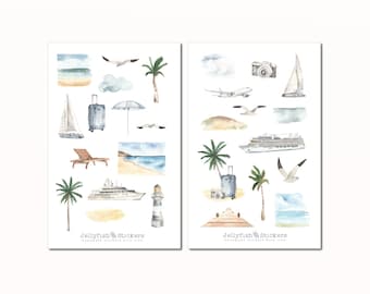 Holiday Sticker Set - Stickers, Journal Stickers, Stickers Ship, Shells, Beach, Sea, Holiday, Summer, Travel Diary, Travel, Cruise