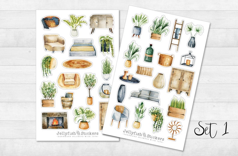 Home Sticker Set - Stickers, Living, Journal Stickers, Furniture ...