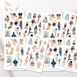 Conjunto de pegatinas de la colección Spring & Summer Girls - Pegatinas, Pegatinas de diario, Pegatinas de planificador, Pegatinas de niñas, Verano, Ocio, Primavera, Moda