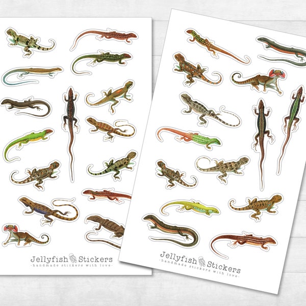 Eidechsen Sticker Set - Journal Sticker, Planer Sticker, Tiere, Reptilien, Natur, Dschungel, Tropisch