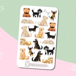 Hunde Stickerbogen - Aufkleber, Sticker, Hund, Haustier, niedlich, Tiere, Familie, Dackel, Labrador, Golden Retriever,