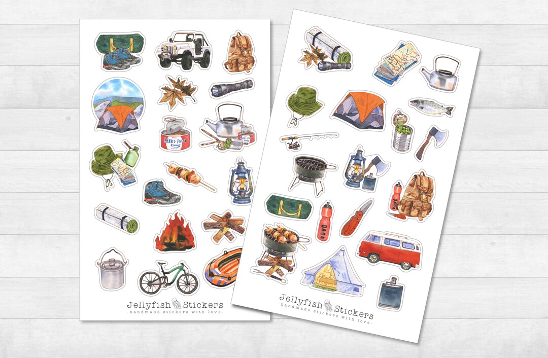 Camping Sticker Set - Journal Stickers, Planner Stickers, Stickers ...