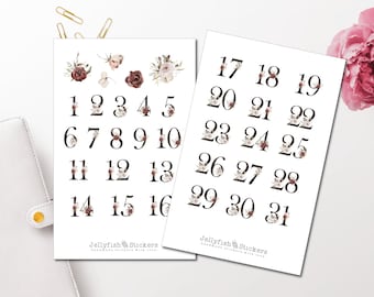 Number Month Sticker Set - Journal Sticker Planner Stickers, Stickers Christmas, Winter, Gifts, DIY, Calendar, Days, Advent Calendar