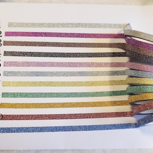 Washi Tape Glitter slim, veel kleuren, roze, goud, zilver, blauw, groen, rood, zwart, kleurrijk, knutselen, materiaal, verpakking, plakband