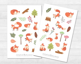 Fox Forest Sticker Set - Cute Stickers, Journal Stickers, Planner Stickers, Fox Stickers, Forest Stickers, Animal Stickers, Baby Album, Baby, Autumn