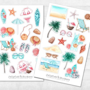 Set di adesivi per le vacanze: adesivi, adesivi per diario, adesivi Estate, spiaggia, mare, vacanze, diario di viaggio, viaggio, crociera