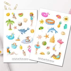 Juego de pegatinas para piscina: pegatinas de verano, pegatinas para diario, pegatinas de playa, pegatinas para planificador, pegatinas para vacaciones de verano, accesorios para hojas de pegatinas.
