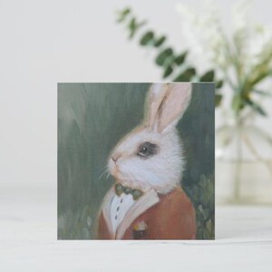 Gentleman Hercules in Pose für Sein Portrait - Originale Malerei auf eine 14cm x 14cm Flache Karte mit Umschlag gedruckt