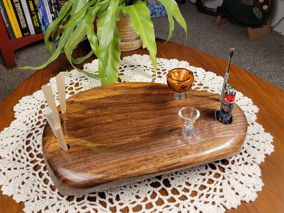 Wooden Rolling Tray Wood Tray Handmade From Live Edge Etsy