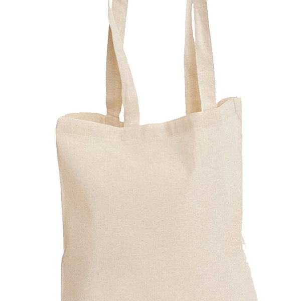 Pack of 10 Premium Plain Natural Cotton Shopping Tote Bags Eco Friendly Shoppers Ideal for Printing and Decorating