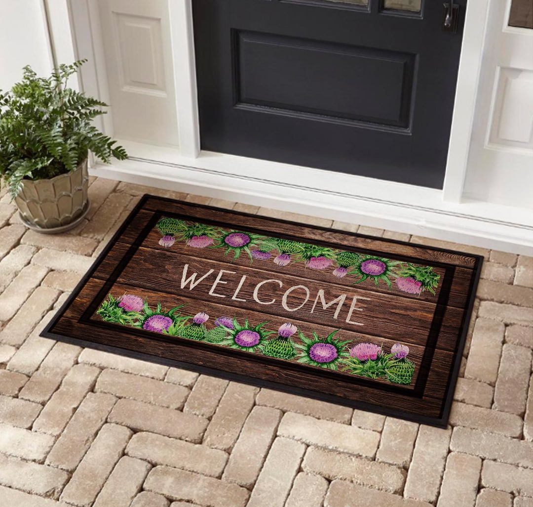 Floral Mat, Thistle Garden Mat, Doormat, Housewarming
