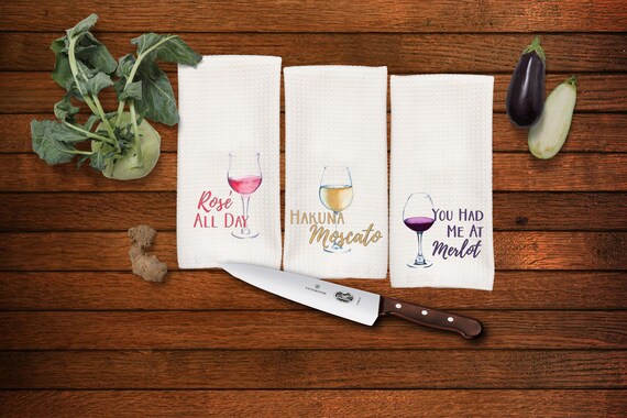 Rose All Day Wine Funny Kitchen Hand Tea Towel